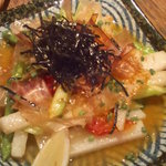 おらい - アスパラと山芋の炒め物