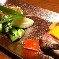寿司 はせ川 西麻布店 - 飛騨牛岩塩焼、尼鯛松皮焼、焼胡麻豆腐
                