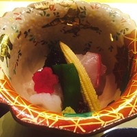 日本橋笈川 - 鯛と烏賊のお刺身♡