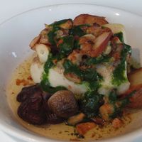 キハチ 青山本店 - 本日の魚介と茸の木の実バター焼き ほうれん草のグリーンソース