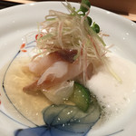 菊鮨 - 本ミル貝の酢の物(エスプーマとジュレ)