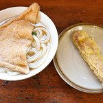 手打うどん 松岡 - かけそのまま+お揚げとちくわ天