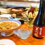 だるま寿し - 鯵の胡麻和え ＆ 冷酒（美和桜 純米吟醸）