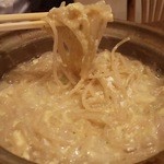 焼鳥居酒屋 ひびきやキッチン２・３ - 鶏鍋の〆のパスタ。