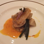 レストラン　シュバル ブラン - 甘鯛の松笠焼き、筍、ワラビ、帆立（サフランソース）