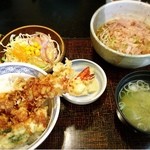 ハナマル霞庵 - ミニ天丼とミニおろしのセット