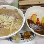 北山龍 - ラーメン＆豆カレーセット(ラーメン普通盛り1200円)です。2016年3月