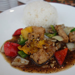Silom Village - Fried sliced fish with black pepper served with jasmine rice