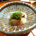 名古屋 浅田 - ２月　先付：飯蛸、うるい、千鳥酢ジュレ、大徳寺麩、菜の花