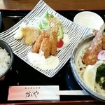 かぐや - 日替わり定食　冷ぶっかけ大に変更　630円
ちくわ天トッピング　150円