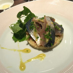 ル ボークープ - 鯖の燻製とタブレのサラダ　サフラン風味のニンニクドレッシング　2016-4