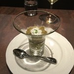 ル ボークープ - 蕗と白身魚のタルタル　蕗の薹のタップナードソース　2016-4