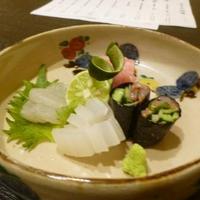鮨 島本 - 刺身ハリイカ、鯒、赤貝、トロ４種盛り