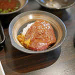 SATOブリアン - 宮崎牛和牛のヒレ、ご飯と卵ですき焼き風に...