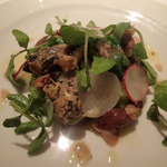 ラ・トルテュ - ホタルイカとツブ貝のマリネ　春キャベツ、ウド、クレソン