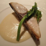 ラ・トルテュ - 熟成させた鰆のポワレ、筍と新玉ねぎのソース