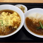 CANAE China 福龍 - 蟹玉スープそば 豚挽肉と春雨のピリ辛丼