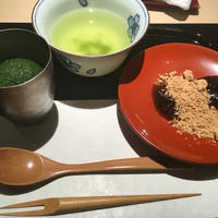 祇園 にしかわ - 抹茶のシャーベット、温かいわらび餅