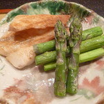 鮨処おざ喜 - アスパラとブリのハラス焼き 2016.4月