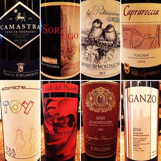 We offer 80 types of Italian wine.