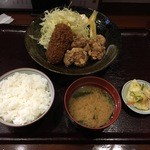 きらく - ランチ 鶏唐揚とカニクリームコロッケ ¥780-