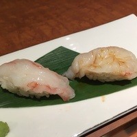 寿司 向月 本館 - 牡丹海老は塩と柚子醤油の食べ比べ