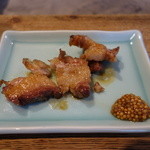 柳家 - 2016.04 馬瀬川イノシシカルビ焼き、粒マスタードと柚子胡椒で
      