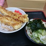 六花そば - いか天丼と冷たいうどんのセット