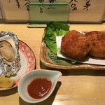 開陽亭 すすきの店 - 焼き牡蠣とカニクリームコロッケ