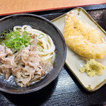 こがね製麺所 - 肉ぶっかけ冷と、とり天