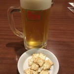 Wafuuresutorammarumatsu - 半額生ビールとお通しの、、、お菓子？