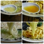 ストライク軒 - 左:シンカー(スープ・麺)
                                右:ストレート(スープ・麺)