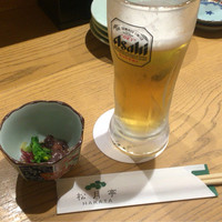 海鮮処松月亭 博多本店 - 生ビールとお通し