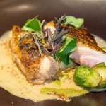 月夕堂 - 私のメインは大山地鶏モモ肉のロースト　マスタードソース　弾力のある美味しいお肉でした☆