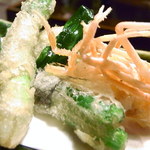 京都 なだ万 賓館 - 春野菜６種？　海老の頭