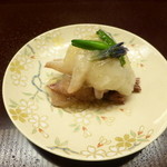 天神橋 青木 - 先付（みる貝、ホタルイカ、金針菜）