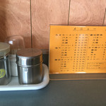 よし乃 - 薬味たち & 店内メニュー表