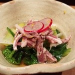 イノシシ燻製とお浸し