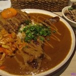 吉田カレー  - 甘辛MIX並・キーマ＆豚＆中華アチャール＆胡麻ダレ