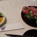 こどんぶり - 牡蛎の燻製+ちょこっと刺し盛り