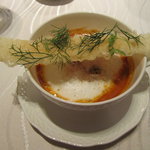 リストランテ パドリーノ・デル・ショーザン - オマール海老と帆立貝の入ったビスク風スープ