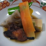 割烹 嶋村 - たこと野菜の炊き合わせ