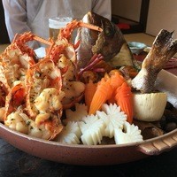 石焼料理 木春堂 - 鯛姿盛り　鯛雲丹焼き　玉石蒸し焼き 伊勢海老若狭焼き　鶴長芋　亀甲人参