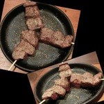 串肉料理Da-Wa - ＜2016年４月・友と初訪問＞新鮮あぶりレバー。絶妙な焼き加減＼(^o^)／　３人分(串の写真は全て３人分)