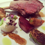 レストラン コバヤシ - オーストラリア産仔羊のロースト オレンジ風味の春野菜とポテト・クリーム添え♡最高！！！仔羊大きくて絶妙な火入れ！！