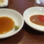 浜太郎 - 酢醤油と柚子胡椒、胡麻だれとラー油
