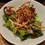 鹿教湯 三水館 - 素揚げした蓮根と牛蒡のサラダ