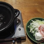 鹿教湯 三水館 - 松本一本ネギ鍋 安曇野放牧豚 御牧豆腐
      
      