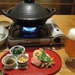 鹿教湯 三水館 - 八寸　ナズナのおひたし 松前漬 ひよこ豆 大根のソテー 春巻 伊達巻 紅芯大根の鮨 ふきのとうの天ぷら
      
      