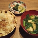 鹿教湯 三水館 - 牛蒡ご飯 味噌汁 香の物